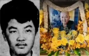 Roland "Mr. Big" Tan, European drug lord, has died age 72. Here he is as a young man (left) and a shrine dedicated to him.